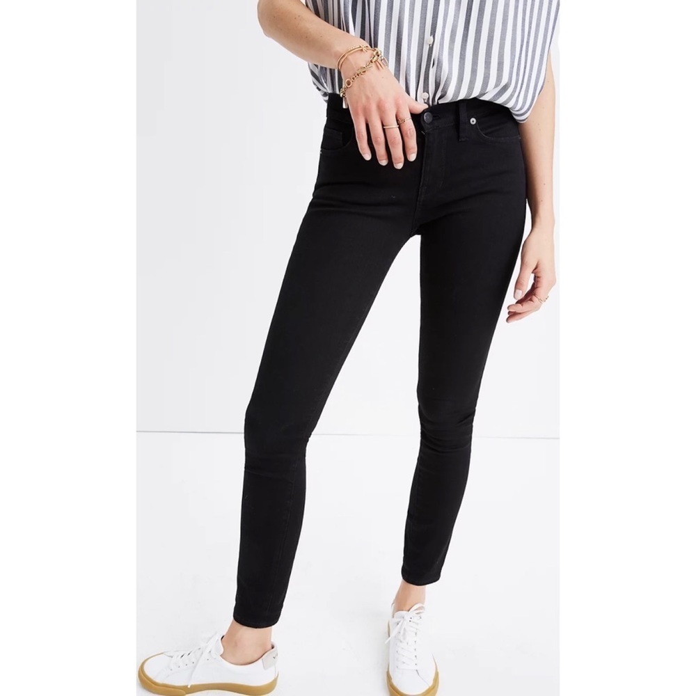 MADEWELL Black Frost 8” Black Denim Skinny Jeans - Picture 1 of 8